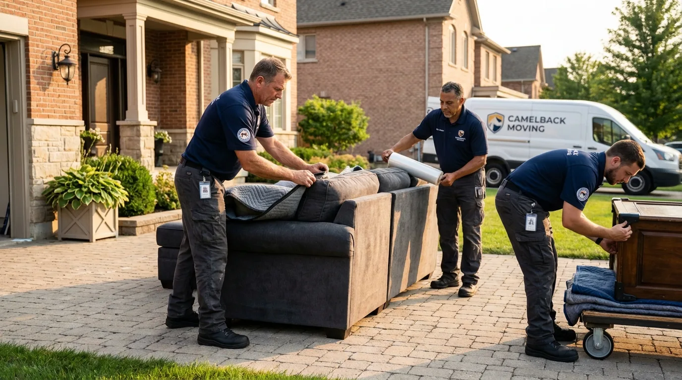Large estate moving crew wrapping furniture in Enfield, NH